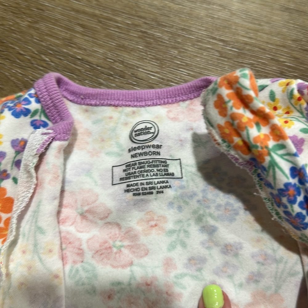 Floral, Green, and Pink Kids One Piece Set - Picture 2 of 4